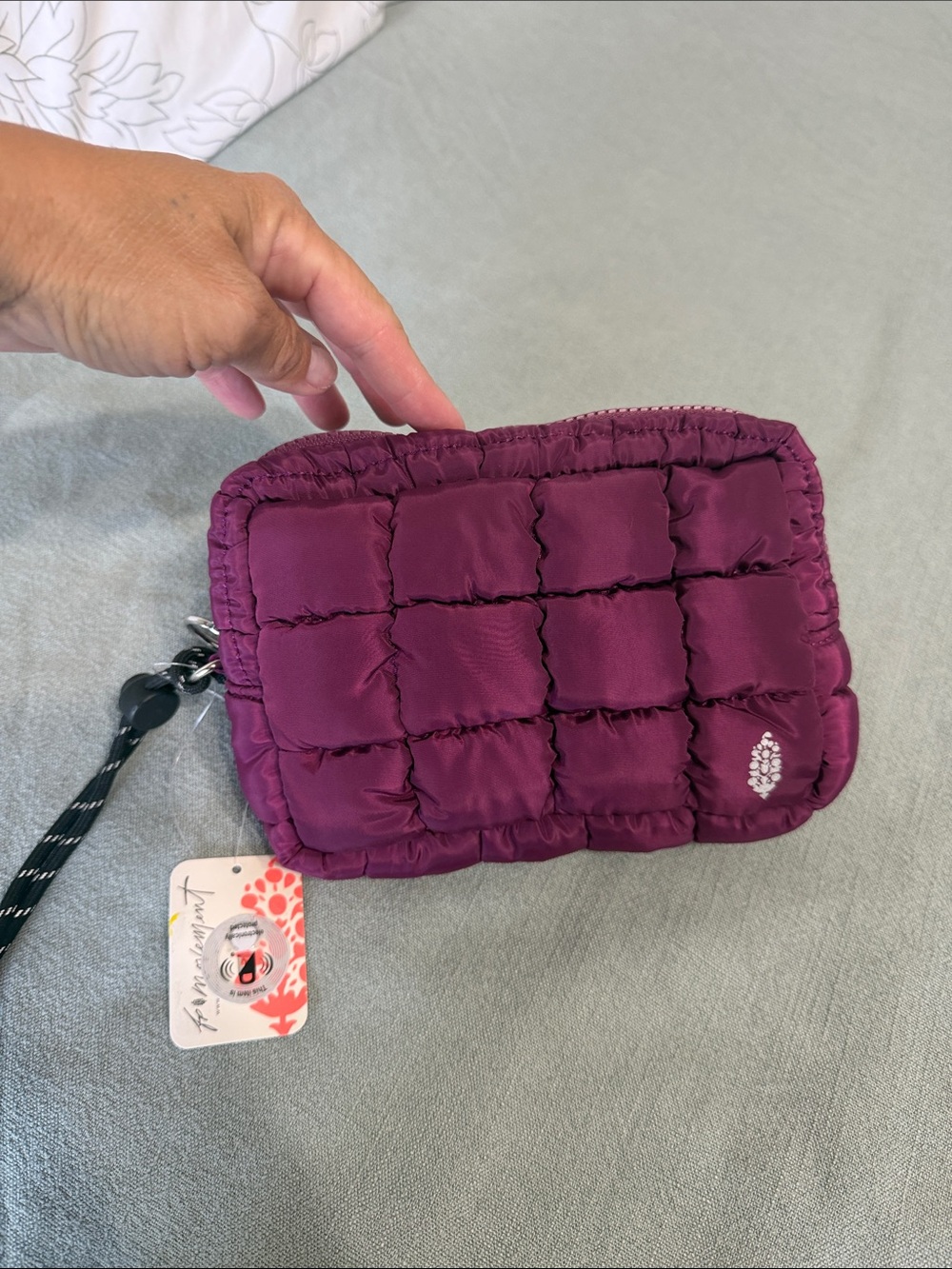 Free People Quilted Wristlet Pouch in Plum